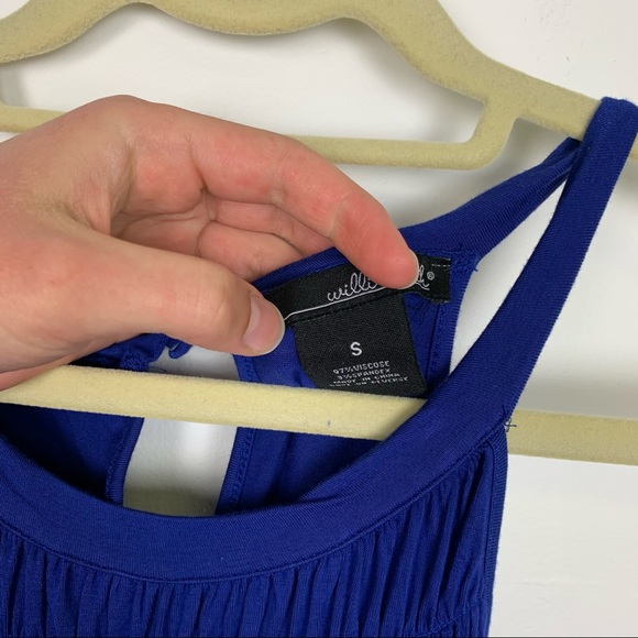 Willi Smith Blue Halter Smocked Keyhole Tank Top - Picture 5 of 10